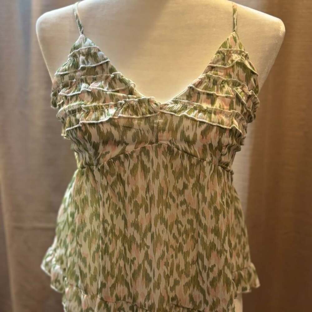 Women's Francesca's Cream Print Cami / Camisole / Shirt — Size L — MI AMI. A